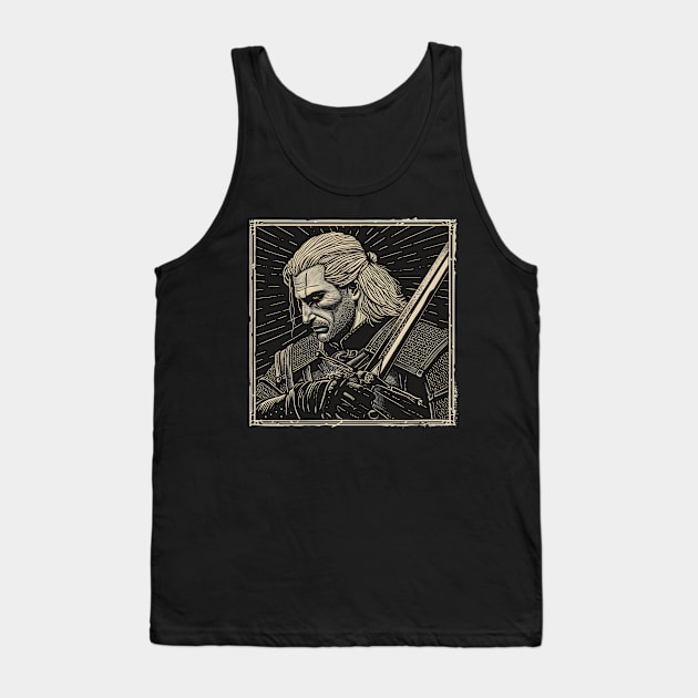 Geralt - The White Wolf Tarot Card Tank Top by DesignedbyWizards